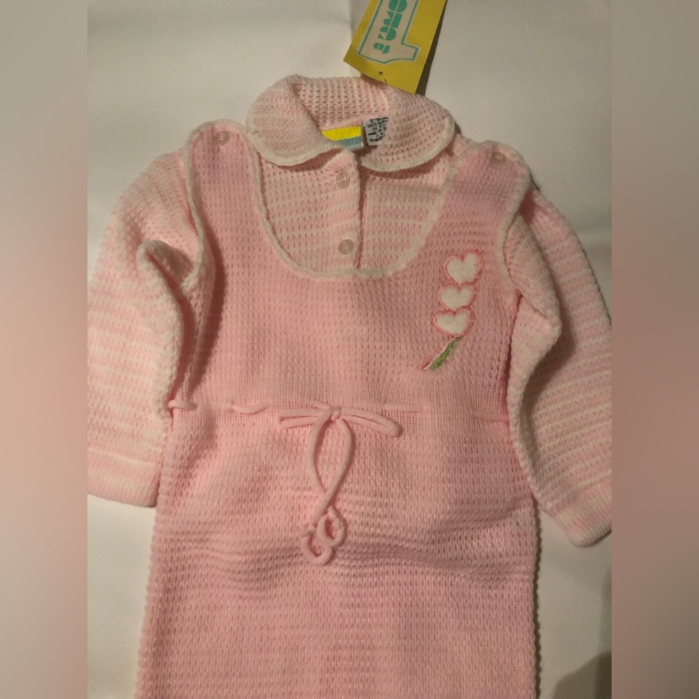 NWT Vintage One to Grow 2pc Pink Knit Set Size 6-9 Months